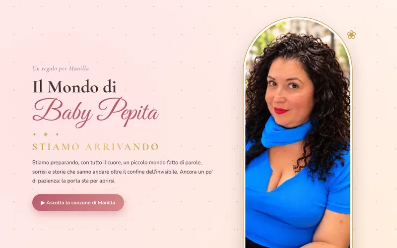 Pagina iniziale del sito Il Mondo di Baby Pepita con la foto di Manilla